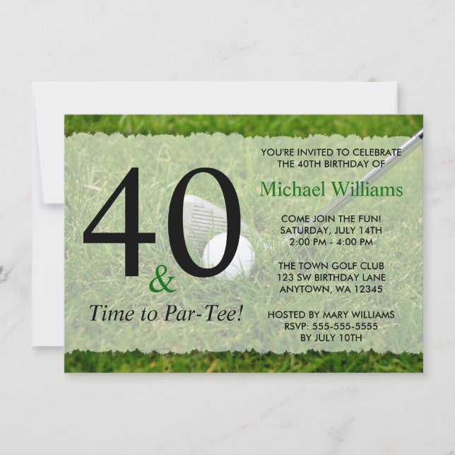 Invitación 40.o Fiesta de cumpleaños del golf (Anverso)