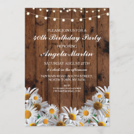 Invitación 40.o Las luces de madera de la margarita de la