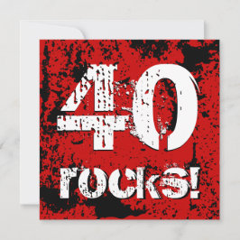 Invitación 40.o ¡Rocas del cumpleaños 40! A07 rojo y negro