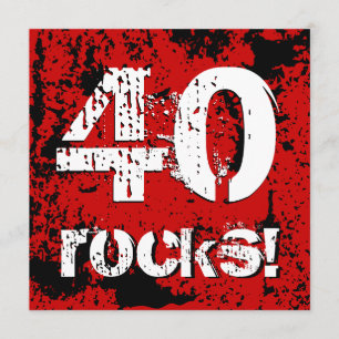 Invitación 40.o ¡Rocas del cumpleaños 40! A07 rojo y negro