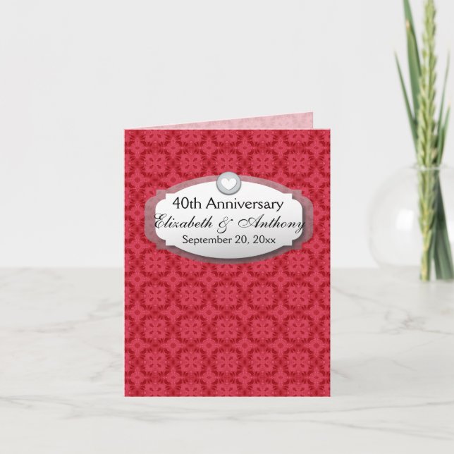 Invitación 40.o Rojo de rubíes Z06 del aniversario de boda (Anverso)
