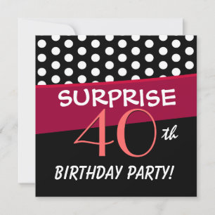 Invitación 40° Patrón de punto de polka del partido de cumple