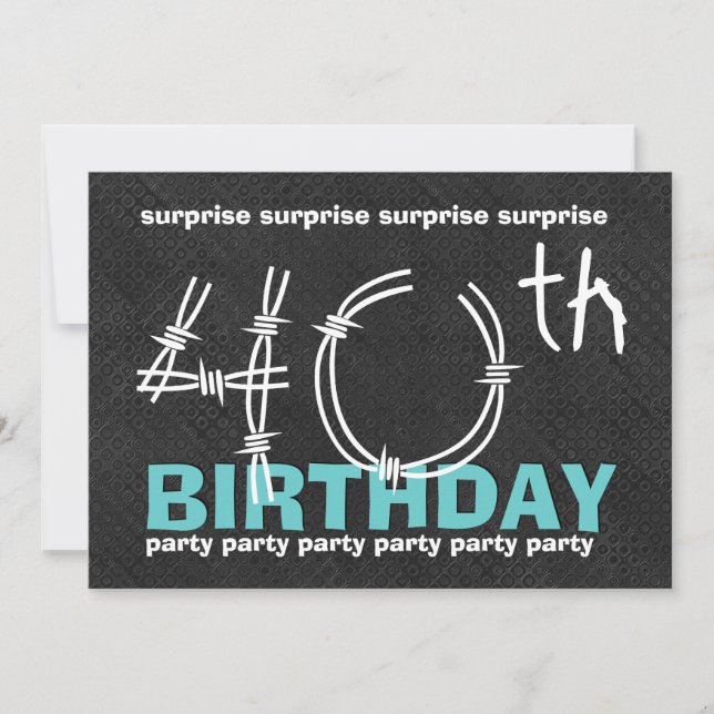 Invitación 40° SORPRESA Fiesta de cumpleaños Blue Black C341 (Anverso)