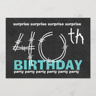 Invitación 40° SORPRESA Fiesta de cumpleaños Blue Black C341