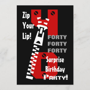 Invitación 40° SORPRESA Nacimiento Negro Blanco B472