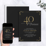 Invitación 40 y fabulosa caligrafía en negro y oro<br><div class="desc">¡Es tu cumpleaños especial, y es hora de celebrarlo! ¿Quieres lanzar el mejor bash de la ciudad? Asegúrese de que comienza con el más alto estilo con esta 40 y Fabulosa Invitación de Cumpleaños de la Caligrafía Negra y Oro. Seguramente marcará el tono para una celebración glamorosa. Esta hermosa invitación...</div>