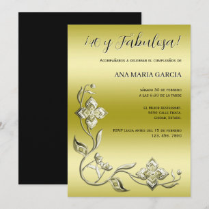 Invitación ¡40 y Fabulosa! Cumpleaños Elegante con Gemas
