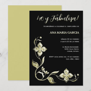 Invitación ¡40 y Fabulosa! Cumpleaños Elegante con Gemas