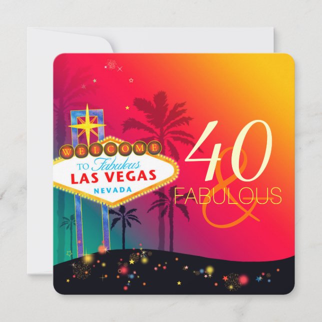 Invitación 40 y fabulosa fiesta de cumpleaños de Las Vegas (Anverso)