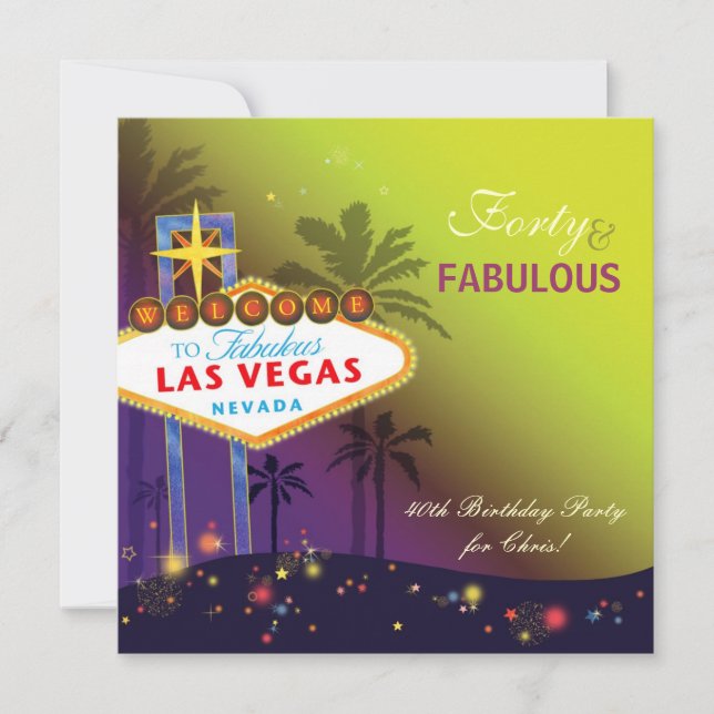 Invitación 40 y FABULOSA fiesta de cumpleaños de Las Vegas (Anverso)