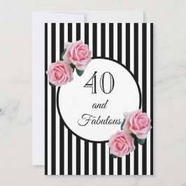Invitación 40 y fabulosa fiesta de cumpleaños glam blanco neg