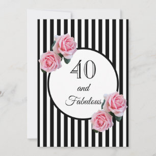 Invitación 40 y fabulosa fiesta de cumpleaños glam blanco neg