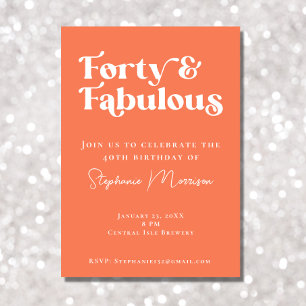 Invitación 40 y fabuloso Apricot negrita Tipografía cumpleaño