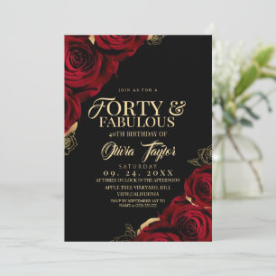 Invitación 40 y fabuloso chic floral elegante cumpleaños