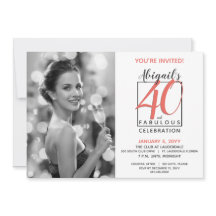 40 y fabuloso Cualquier número Cumpleaños Negro y