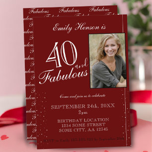 Invitación 40 y Fabuloso Cumpleaños con Foto y Letra Elegante