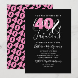 Invitación 40 Y Fabuloso Elegante Fiesta 40 de Cumpleaños