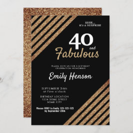 Invitación 40 y Fabuloso Elegante Purpurina de oro 40 años