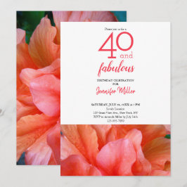 Invitación 40 y fabuloso Naranja Flower Pink Flower Photo Bir