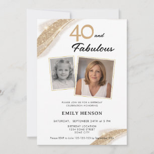 Invitación 40 y Fabuloso Oro 2 Foto Cumpleaños 40