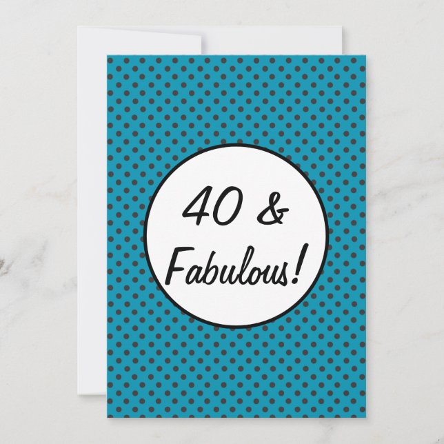 Invitación 40 y fabulosos puntos retro de polka (Anverso)