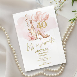 Invitación 40 y Fabulous PInk 40th Birthday Invitation