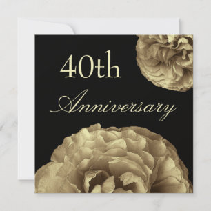 Invitación 40th Anniversary Invitation - GOLD Roses