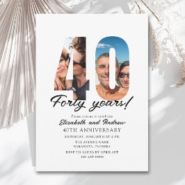 Invitación 40th Anniversary with Photo Minimalist