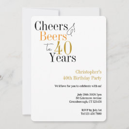 Invitación 40th Birthday Cheers and Beers Minimal Party