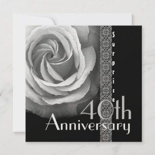 Invitación 40th SURPRISE Anniversary Invitation - SILVER Rose
