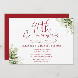 Invitación 40th Wedding Anniversary Greenery Floral
