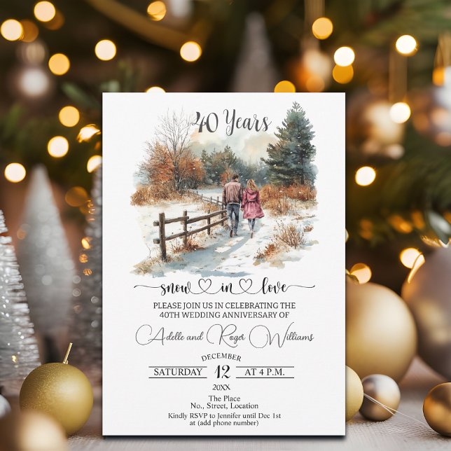 Invitación 40th Wedding Anniversary Winter Landscape Romantic (Subido por el creador)