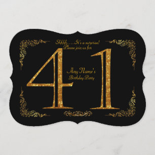 Invitación 41.ª fiesta de cumpleaños 41.ª, gran Gatsby, negro