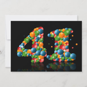 Invitación 41.ª fiesta de cumpleaños, con burbujas y bolas