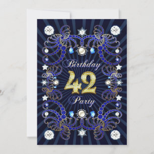 Invitación 42.ª fiesta de cumpleaños con masas de joyas