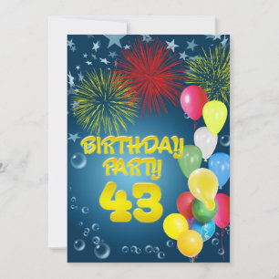 Invitación 43.ª fiesta de cumpleaños con globos