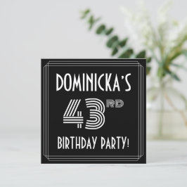 Invitación 43.ª fiesta de cumpleaños: estilo Art Deco con nom