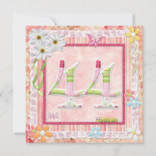 Invitación 44.ª fiesta de cumpleaños estilo scrapbooking