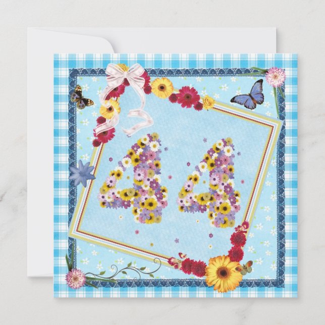 Invitación 44.ª fiesta de cumpleaños Flores de invitación, ma (Anverso)