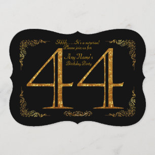 Invitación 44,Fiesta de cumpleaños 44,gran Gatsby,negro y oro