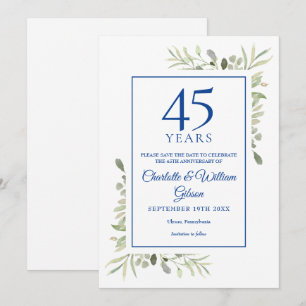Invitación 45º aniversario 65º Save the Date Vegetación
