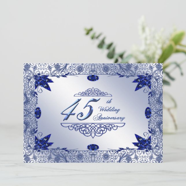 Invitación 45º Aniversario Boda de Sapphire 5x7 Invitar (Anverso de pie)