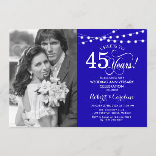 Invitación 45º Aniversario con Foto - Azul Zafiro