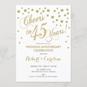 Invitación 45º Aniversario de Boda - Oro y Blanco