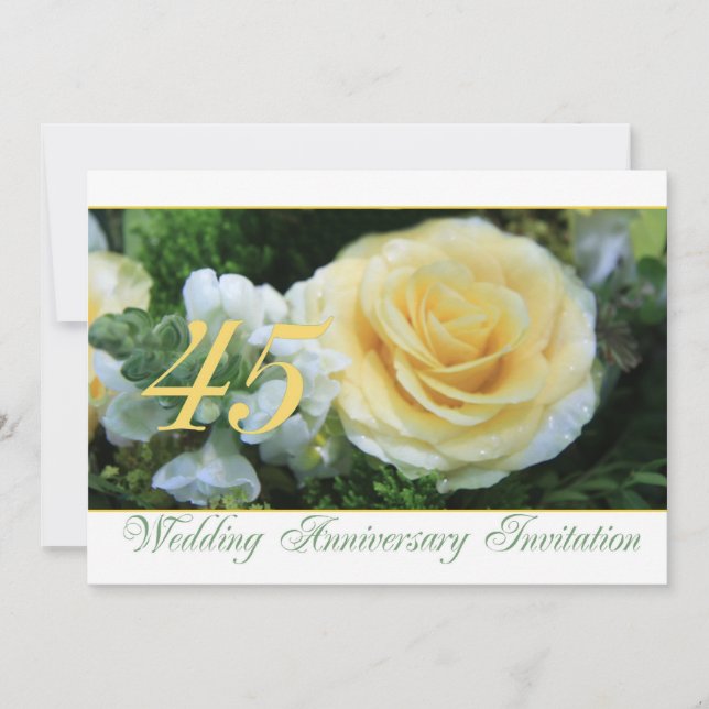 Invitación 45º Aniversario de Boda - Rosa Amarilla (Anverso)