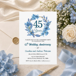 Invitación 45º Aniversario de Boda Sorpresa Floral Azul