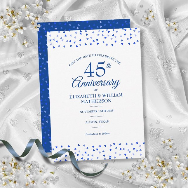 Invitación 45º aniversario de bodas de zafiro Save the Date (45th 65th Anniversary Love Hearts Save the Date Invitation)