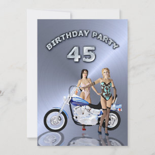 Invitación 45.ª fiesta de cumpleaños con moto