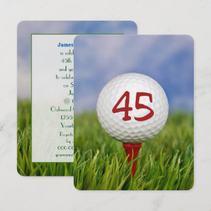 Invitación 45.ª fiesta de cumpleaños Tema de golf