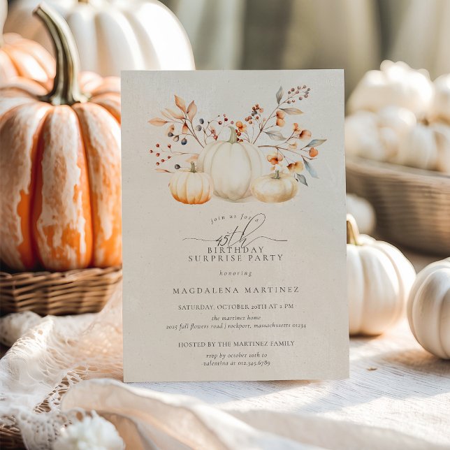Invitación 45.ª Fiesta de la sorpresa de cumpleaños Calabaza  (Subido por el creador)